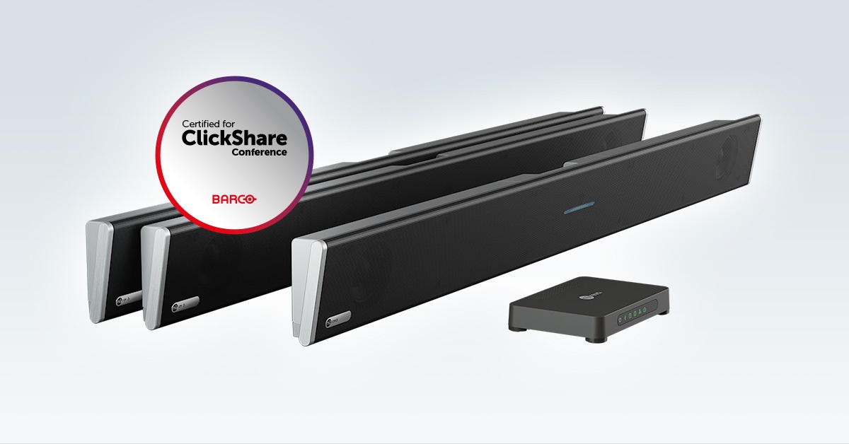 Nureva HDL310 and HDL410 audio conferencing systems are certified for Barco ClickShare CX-20, CX-30 and CX-50 Gen 2 wireless presentation and conferencing devices